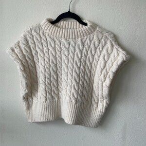 Zara Cream Cable Knit Turtleneck Sweater